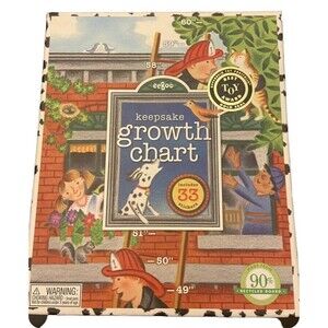 eeBoo Fireman Growth Chart Keepsake Kids Room Decor Firefighter Height Tracker